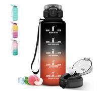 Grsta Gourde 1,5l, Gourde Sport avec Paille, Anti Fuite Gourdes Motivationnelle, Verrou de Sécurité, Bouteille avec Marqueur de Temps pour Bureau, Voyages, Cyclisme