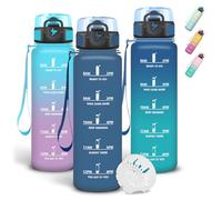 Grsta Gourde 1l, Anti Fuite Gourde Sport, Avec Marqueur de Temps, Gourdes Graduée pour 1 Journee, Verrou de Sécurité, Bouteille Motivationnelle avec Filtre pour Cyclisme, Camping, Bureau