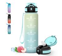 Grsta Gourde 1l, Anti Fuite Gourde Sport avec Paille, Verrou de Sécurité, Bouteille avec Marqueur de Temps, Gourdes Motivationnelle pour Voyages, Bureau, Cyclisme