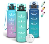 Grsta Gourde 1l, Anti Fuite Gourde Sport, Gourdes Graduée pour 1 Journee, Avec Marqueur de Temps, Verrou de Sécurité, Bouteille Motivationnelle avec Filtre pour Bureau, Yoga, Fitness