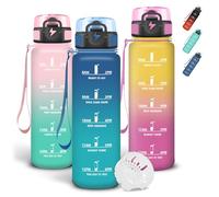 Grsta Gourde 1l, Gourde Sport, Avec Marqueur de Temps, Gourdes Graduée pour 1 Journee avec Filtre, Verrou de Sécurité, Anti Fuite Bouteille Motivationnelle pour Bureau, Velo, Voyage