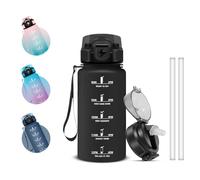 Grsta Gourde 500ml, Anti Fuite Gourde avec Paille, Gourdes avec Marqueur de Temps, Verrou de Sécurité, Bouteille d'eau Motivationnelle pour Voyages, Randonnée, Plein Air