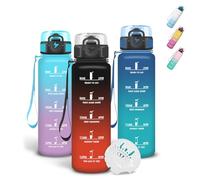 Grsta Gourde 500ml, Anti Fuite Gourde Enfant avec Filtre, Verrou de Sécurité, Bouteille Motivationnelle, Avec Marqueur de Temps, Gourdes Graduée pour 1 Journee pour Voyage, École, Gym