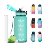 Grsta Gourde 500ml, Anti Fuite Gourde Enfant avec Paille, Facile à Nettoyer, Bouteille avec Marqueur de Temps, Verrou de Sécurité, Gourdes Motivationnelle pour Sport, Bureau, Yoga