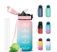 Grsta Gourde 500ml, Anti Fuite Gourde Enfant avec Paille, Facile à Nettoyer, Bouteille Motivationnelle, Verrou de Sécurité, Gourdes avec Marqueur de Temps pour Yoga, Camping, Fitness