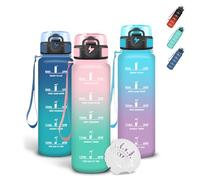 Grsta Gourde 500ml, Anti Fuite Gourde Enfant, Bouteille Motivationnelle avec Filtre, Avec Marqueur de Temps, Verrou de Sécurité, Gourdes Graduée pour 1 Journee pour Gym, Velo, Extérieur