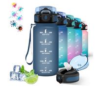 Grsta Gourde 500ml, Bouteille Paille Anti-Fuite, Gourde pour Garçon & Fille, Facile à Nettoyer, Bouteille d'eau pour Motivation, pour l'École, Voyage, Navibleu