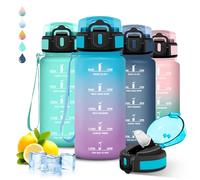 Grsta Gourde- 500ml Enfant, Gourde Paille, Anti Fuite, Graduée pour 1 Journee, avec Marqueur de Temps, Reutilisable, Facile à Nettoyer, Bouteille d'eau pour Camping, Bureau, Voyage