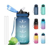 Grsta Gourde 500ml, Gourde Enfant avec Paille, Facile à Nettoyer, Anti Fuite Bouteille Motivationnelle, Verrou de Sécurité, Gourdes avec Marqueur de Temps pour Voyages, Yoga, Plein Air