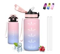 Grsta Gourde, 500ml Gourde Enfant, Bouteille Paille, Anti Fuite, Bouteille Graduée pour 1 Journee, Facile à Nettoyer, avec Slogan de Motivation, pour École, Sports, Camping, Voyage, Vélo