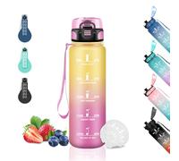 Grsta Gourde, 500ml Gourde Enfant, Gourd Graduée, Anti-Fuite, Facile à Nettoyer, Gourd Motivation, avec Slogan de Motivation, Reutilisable pour l'École, Velo, Bureau, Voyage, Extérieur, Jaune-rose