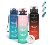 Grsta Gourde Enfant, Gourde 500ml Anti-Fuite, Bouteille, Facile à Nettoyer, Bouteille d'eau de Motivation, Facile à Nettoyer, Avec Verrouillage de Sécurité, pour Running, Bureau, Extérieur, Enfant