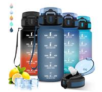 Grsta Gourde Enfant, Gourde 500ml, Paille, Anti Fuite, Graduée pour 1 Journee, Facile à Nettoyer, Graduée, Verrou de Sécurité, avec Marqueur de Temps, Bouteille pour Camping, Voyage