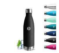 Grsta Gourde Enfant, Gourde Isotherme 500ml, Gourde Inox, 24h Froid & 12h Chaud, Gourde sans Bpa, Gourde Metal, Facile à Transporter, Bouteille d'eau pour l'École, Bureau, Voyage, Camping, Sport, Noir