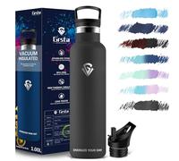 Grsta Gourde Isotherme - 1000ml - Bouteille Isotherme, sans BPA, Gourde INOX Reutilisable, avec Paille pour école, Bureau, Gym