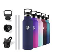 Grsta Gourde Isotherme 500ml, avec Paille, Anti Fuite, sans Bpa, Double Isolation, Gourde Enfant Inox, Facile à Transporter, Bouteille d'eau pour École, Bureau, Voyage, Camping