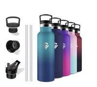 Grsta Gourde Isotherme, 500ml Gourde Enfant, Sans BPA, Gourde avec Paille, Anti Fuite, Bouteille Isotherme Avec Poignée, Gourde Reutilisable, Facile à Transporter, pour École, Bureau, Voyage, Camping