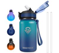 Grsta Gourde Isotherme, 500ml Gourde Enfant, Gourd Paille Garçons & Filles, Gourd Inox Sans BPA, Facile à Nettoyer, Gourdes Reutilisable Anti-Fuite, Gourdes Sport pour Running, École, Bureau, Foot
