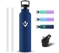 Grsta Gourde Isotherme, Anti Fuite Gourde 1l, Bouteille Isotherme avec Paille, Reutilisable Gourd Inox, Bouteille d'eau en Acier Inoxydable, Gourd Sport sans BPA pour Camping, Cyclisme, Voyage