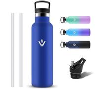 Grsta Gourde Isotherme, Gourde 1l avec Paille, Anti Fuite Bouteille Isotherme sans BPA, Reutilisable Gourde Inox, Bouteille d'eau en Acier Inoxydable, Gourdes Sport pour Camping, Randonnee, Voyage