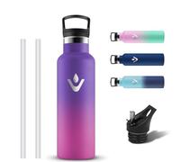 Grsta Gourde Isotherme, Gourde 500ml avec Paille, Anti Fuite Gourd Enfant, Gourd Inox sans BPA, Bouteille d'eau en Acier Inoxydable, Reutilisable Bouteille Isotherme pour Sport, École, Cyclisme