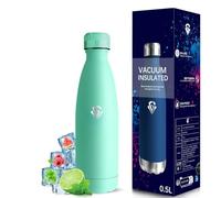 Grsta Gourde Isotherme, Gourde 500ml, Gourdes Inox, Sans BPA, Gourdes Reutilisable, 24h Froid & 12h Chaud, Gourd Enfant Anti Fuite, Double Vide, Thermos pour l'École, Bureau, Voyage, Camping, Sport