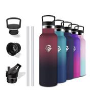 Grsta Gourde Isotherme, Gourde Enfant, Sans BPA, Paille, 24h Froid & 12h Chaud, Inox, Anti Fuite, Gourde Reutilisable, Facile à Transporter, Bouteille d'eau pour École, Bureau, Voyage