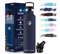 Grsta Gourde Isotherme Sport 1000ml Sans BPA, Bouteille Inox Reutilisable, Paille Inclus pour Gym, Voyage, Bureau