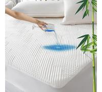 GRT Protège Matelas Fibre de Bambou, Alèse Certifié Oeko-TEX, Surmatelas Imperméable Respirant,Bonnet jusqu'à 40cm avec Élasticité Tout Autour (140 x 190 x 30 cm)
