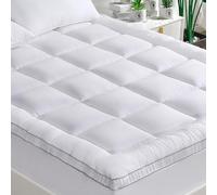 GRT Surmatelas super king size en rayonne de bambou de 5 cm d'épaisseur rembourrée avec alternative au duvet de neige 3D de 900 g/m², matelassée, super moelleuse, extra profonde (Super King 180 x 200