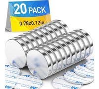 Grtard Lot de 20 aimants ronds en néodyme, puissants aimants permanents de terre rare avec adhésif double face pour la maison, l'école, le bricolage, le réfrigérateur, l'artisanat, le bureau - 0,28 m
