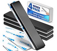 Grtard Lot de 4 aimants en néodyme puissants - 60 x 10 x 3 mm - Aimants de terre rare - Barres magnétiques pour réfrigérateur avec adhésif double face pour usages multiples (noir)