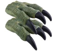 Grtheenumb 2pcs griffes de dinosaures en vinyle doux 5x9in gants de dinosaures réalistes 3 doigts gants patte pour les accessoires costume d'Halloween