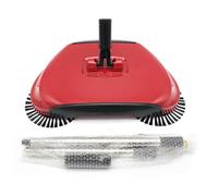 Grtheenumb Balayeuse de Sol Manuelle, balayeuse de Tapis à Rotation à 360 ° avec Brosse Balai en Pet, Main légère et Robuste pour la Maison, Le Bureau, Les Tapis Bas, Les sous-Couches, Rouge