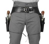 Grtheenumb Ceinture de Pistolet Western, Ceinture de Pistolet Cowboy en PU Western avec Double Support Revolver, Taille Unique pour Homme, Costume Steampunk pour Halloween Cosplay Party