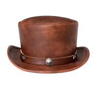Grtheenumb Chapeau haut de forme, chapeau de magicien formel à bord court pour hommes et femmes en cuir PU Steampunk pour costume docteur la peste taille libre pour Halloween, spectacle, cosplay, mar