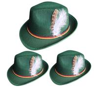 Grtheenumb Chapeau Oktoberfest|3Pcs Chapeau Allemand 12x11x5'' Oktoberfest Bavarois pour Adulte, Costume Vert Foncé