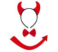 Grtheenumb Cornes du Diable, Ensemble de Costumes de Diable 3 pièces : Bandeau et Queue en Corne pour Enfants, déguisement d'halloween - Rouge