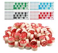 Grtheenumb Ensemble de Jeu de Loto Russe - Bingo en Bois pour Adultes et Famille, Jeu tombola Style soviétique Vintage, Portable idéal pour Les Voyages, Les rassemblements, Cartes d'entraînement à