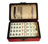 Grtheenumb Ensemble de Mahjong Chinois, Mini-Mahjong Set Portable Chinese Tile avec tuiles, 2 Carreaux de Rechange, 2 dés et étui Transport pour Voyager