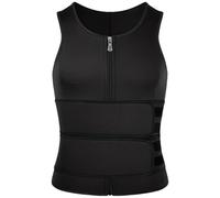 Grtheenumb Entraîneur de Taille pour Hommes, Gilet de Sauna pour Hommes, Gilet Sudation à Double Ceinture avec Fermeture éclair pour la Gym, l'exercice, la Course à Pied, XXL