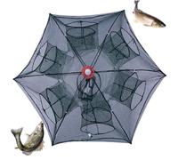 Grtheenumb Fish Trap Umbrella-Shaped Sturdy Nylon Mesh Autoshrink Crawfish Trap with 12 Holes Collapsible Cast Net Fishing AccessoriesFish