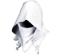 Grtheenumb Hood Cowl, Scarf de capot Rogue White Hood Rogue Costume d'assassin médiéval unique, costume de manches hivernales, Unisexe pour le cosplay d'Halloween et utilisation quotidienne