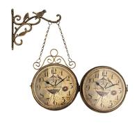 Grtheenumb Horloge Murale d'angle ||Horloge extérieure, horloges extérieures décoratives Vintage Double Face en Fer forgé, Montre Suspendue silencieuse à Piles pour Salon, Hall, Porche