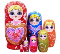 Grtheenumb Poupées gigognes de Noël, poupées gigognes 7 pièces empilables en Bois colorées Amusantes Russes fabriquées à la Main varisées pour Enfants Adultes Cadeaux d'anniversaire de Noël