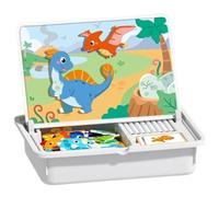 Grtheenumb Puzzles magnétiques, Livre magnétique drôle de Monde de Dinosaures, Jeu Double Face pour Puzzle et Peinture, Jouet d'apprentissage éducatif préscolaire pour Enfants