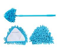 Grtheenumb Serpillère de Nettoyage pour Murs, Mini vadrouille, vadrouille Triangulaire rotative à 180° avec Manche télescopique, Nettoyeur de Mur avec 2 têtes Rechange pour Mur Sol Douche Salle b