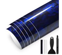 GRTHTATI 150cm x 30cm Covering Forgé Carbone de Voiture Film Autocollant Adhésif Film Carbone de Protection pour Voiture Intérieure/Extérieure, Moto, Vélo (Bleu Brillant, 30cm x 150cm)