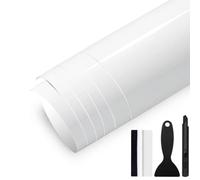 GRTHTATI 300cm x 30cm Covering Brillant de Voiture Autocollant Film Covering Adhésif Film de Protection pour Voiture, Moto, Vélo (Blanc, 30cm x 150cm)