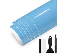 GRTHTATI 300cm x 30cm Covering Brillant de Voiture Autocollant Film Covering Adhésif Film de Protection pour Voiture, Moto, Vélo (Bleu Clair, 30cm x 300cm)